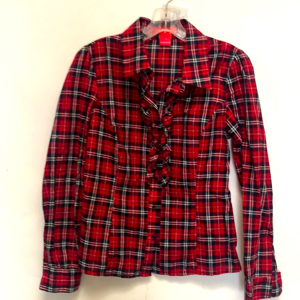 Lipsey red plaid button front shirt NWT